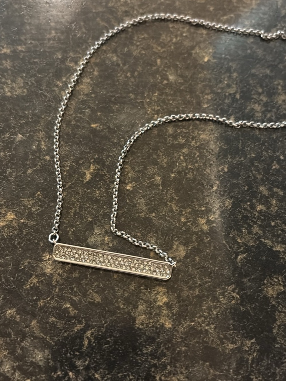 Sterling Silver Pavé Bar Necklace - Silver